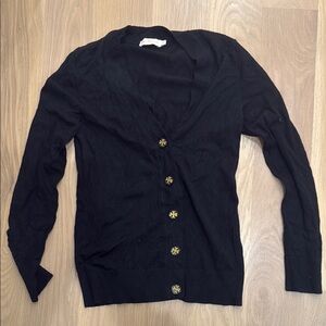 Tory Burch Black Cardigan Sweater V-Neck Knit